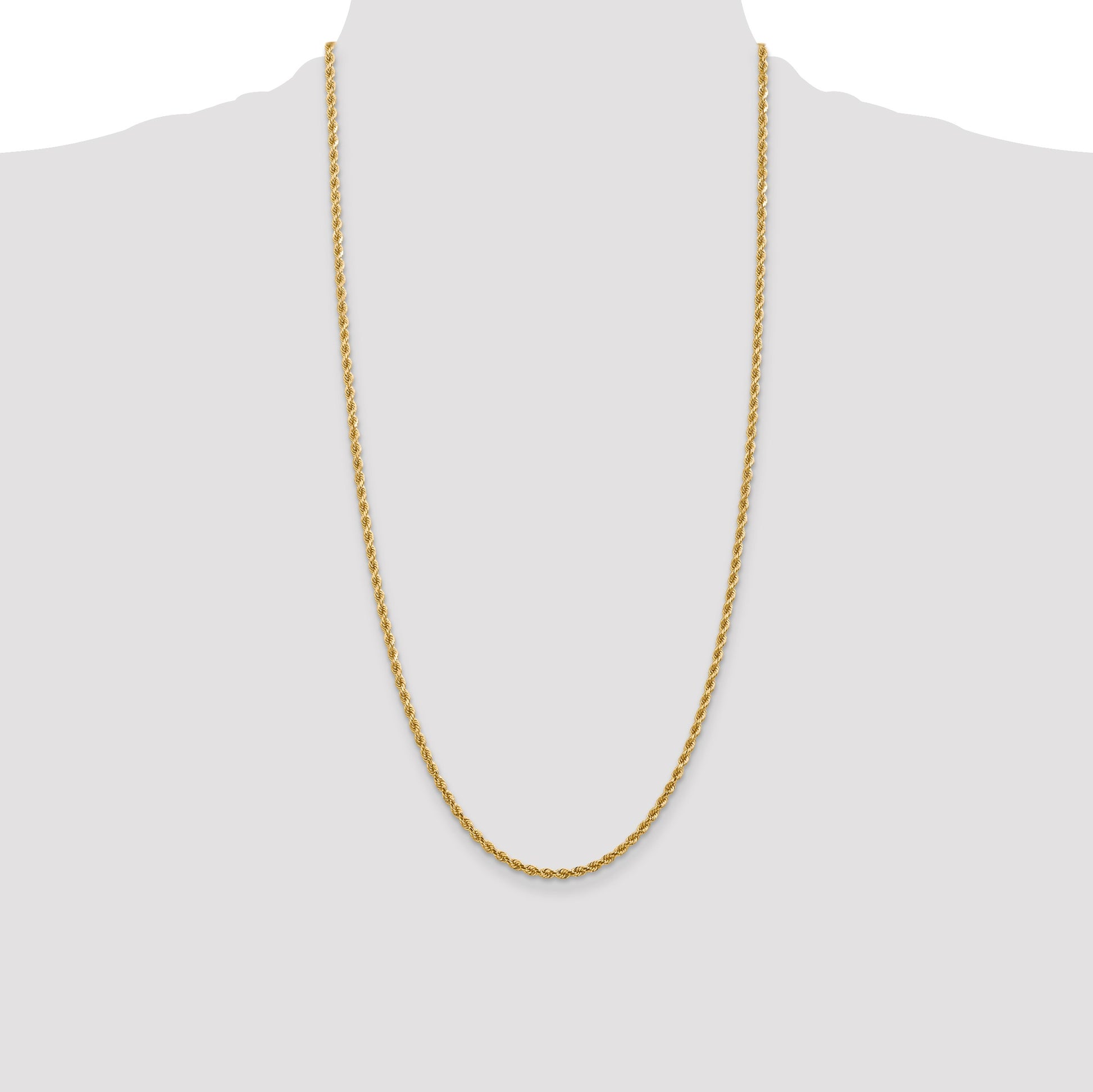 14K 26 inch 2.75mm Diamond-cut Rope with Lobster Clasp Chain
