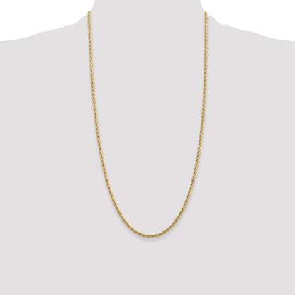 14K 26 inch 2.75mm Diamond-cut Rope with Lobster Clasp Chain
