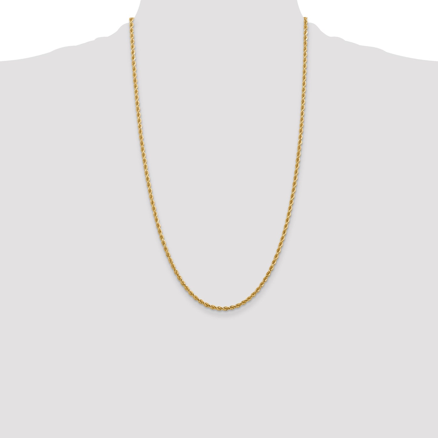 14K 28 inch 2.75mm Diamond-cut Rope with Lobster Clasp Chain