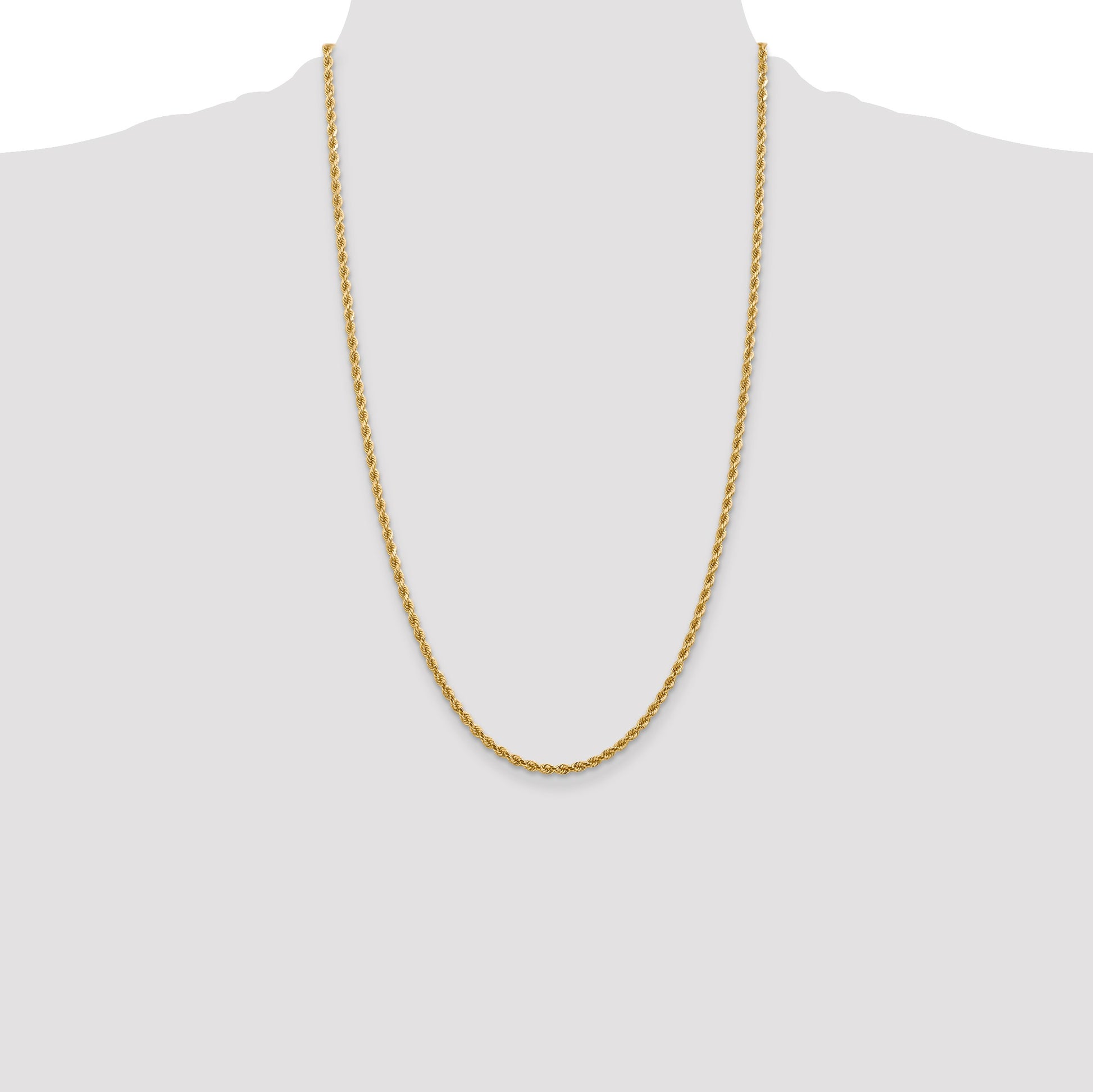 14K 28 inch 2.75mm Diamond-cut Rope with Lobster Clasp Chain