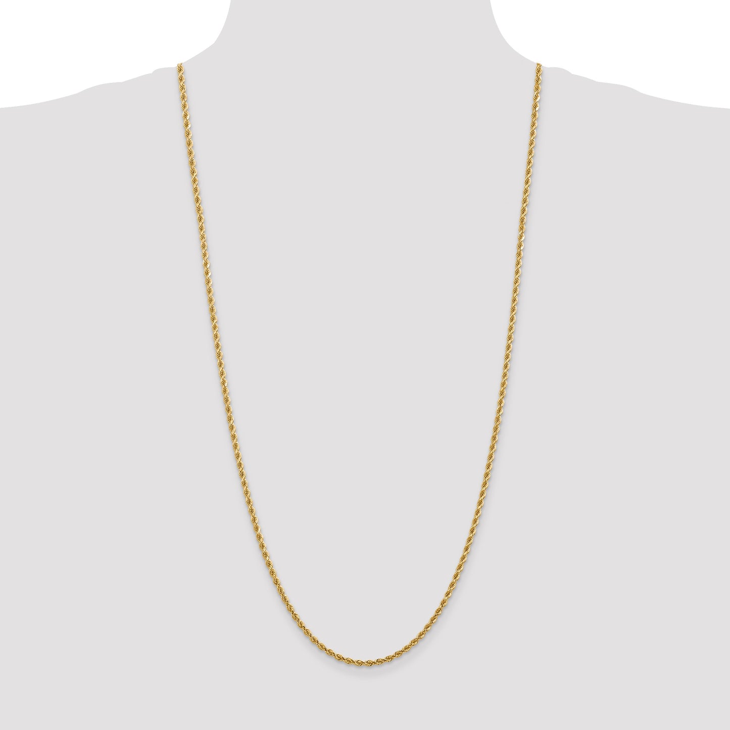14K 30 inch 2.75mm Diamond-cut Rope with Lobster Clasp Chain