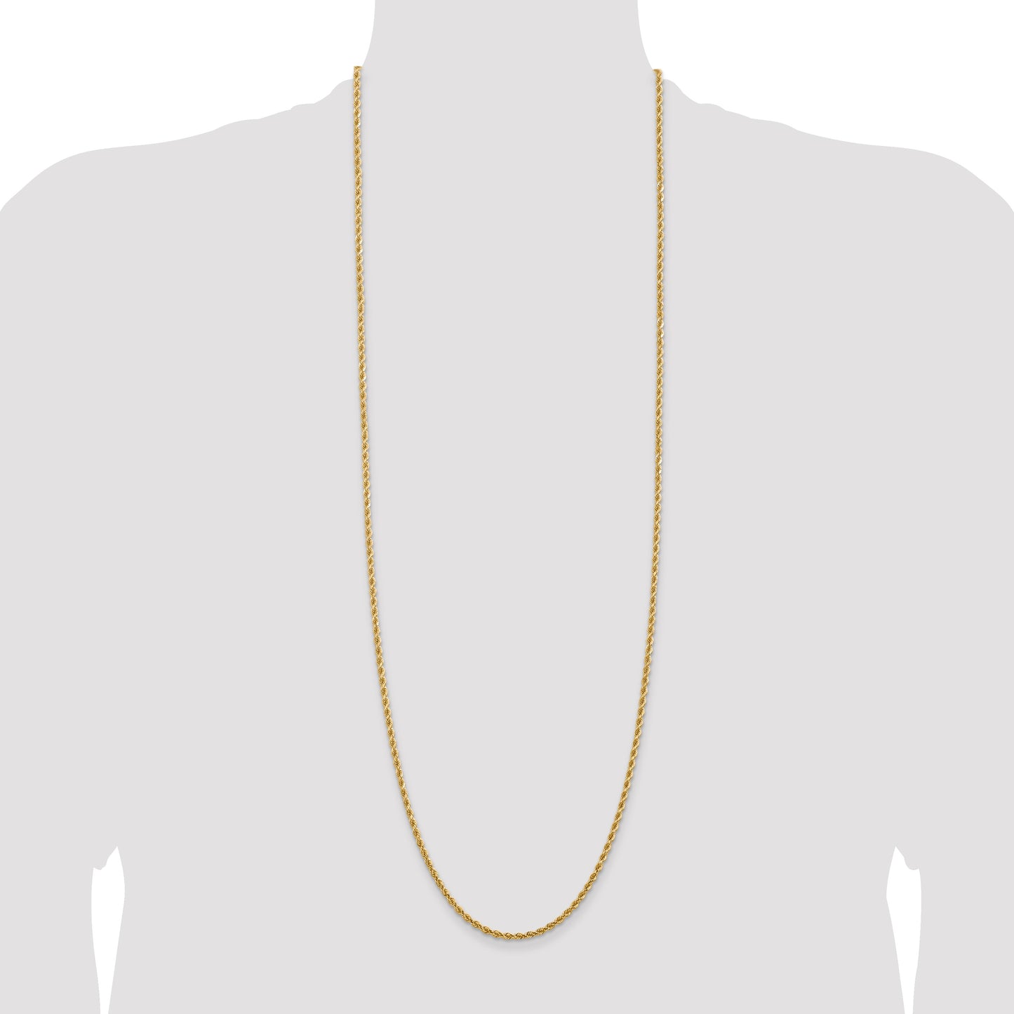 14K 36 inch 2.75mm Diamond-cut Rope with Lobster Clasp Chain