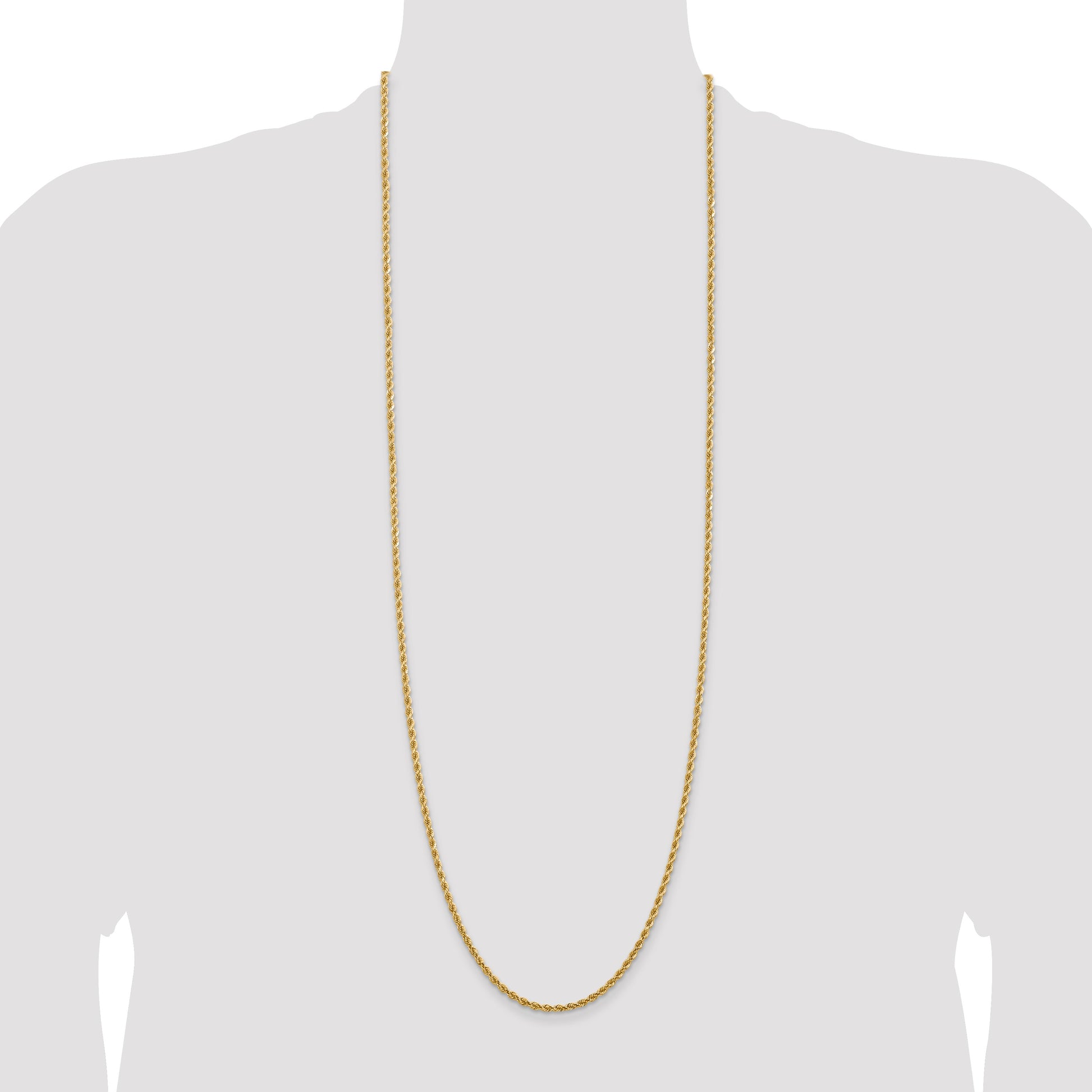 14K 36 inch 2.75mm Diamond-cut Rope with Lobster Clasp Chain