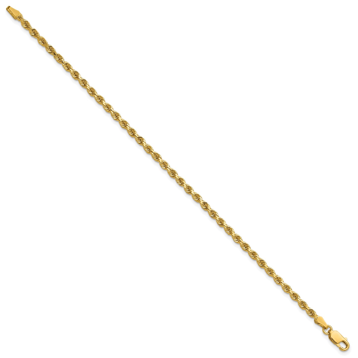 14K 8 inch 2.75mm Diamond-cut Rope with Lobster Clasp Chain