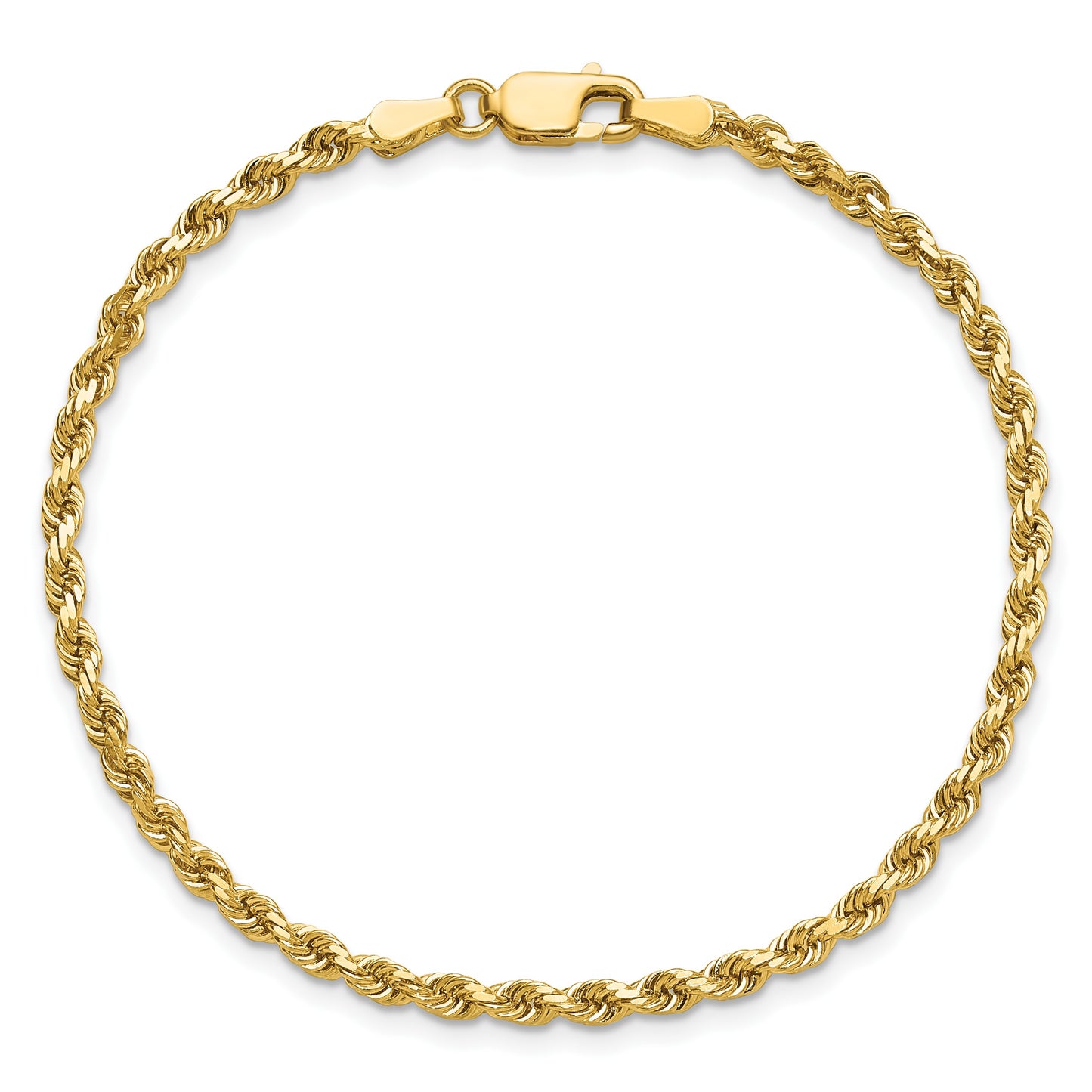 14K 8 inch 2.75mm Diamond-cut Rope with Lobster Clasp Chain
