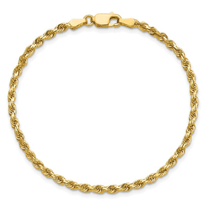 14K 8 inch 2.75mm Diamond-cut Rope with Lobster Clasp Chain