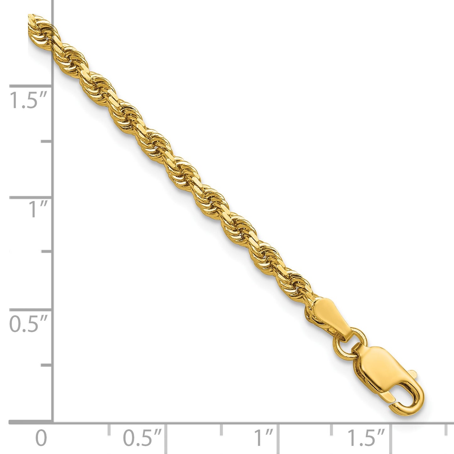 14K 8 inch 2.75mm Diamond-cut Rope with Lobster Clasp Chain