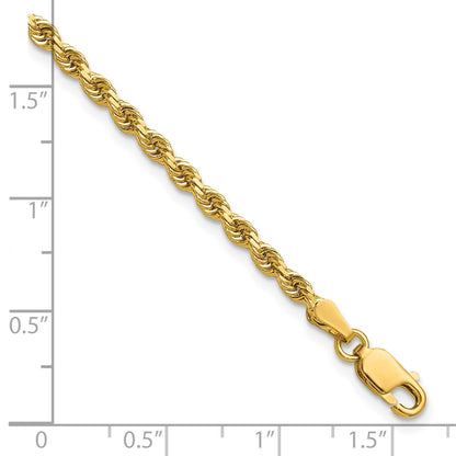 14K 8 inch 2.75mm Diamond-cut Rope with Lobster Clasp Chain