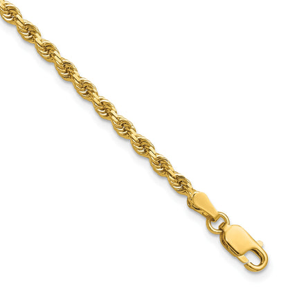 14K 8 inch 2.75mm Diamond-cut Rope with Lobster Clasp Chain