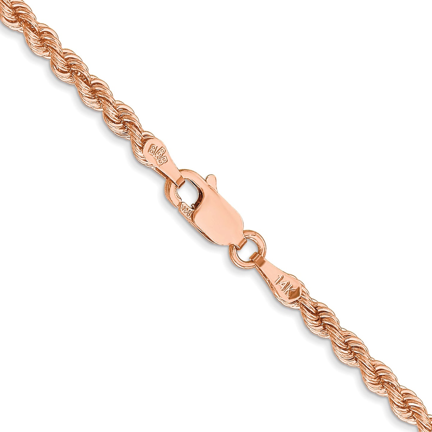 14k Rose Gold 2.75mm Diamond-cut Rope Chain
