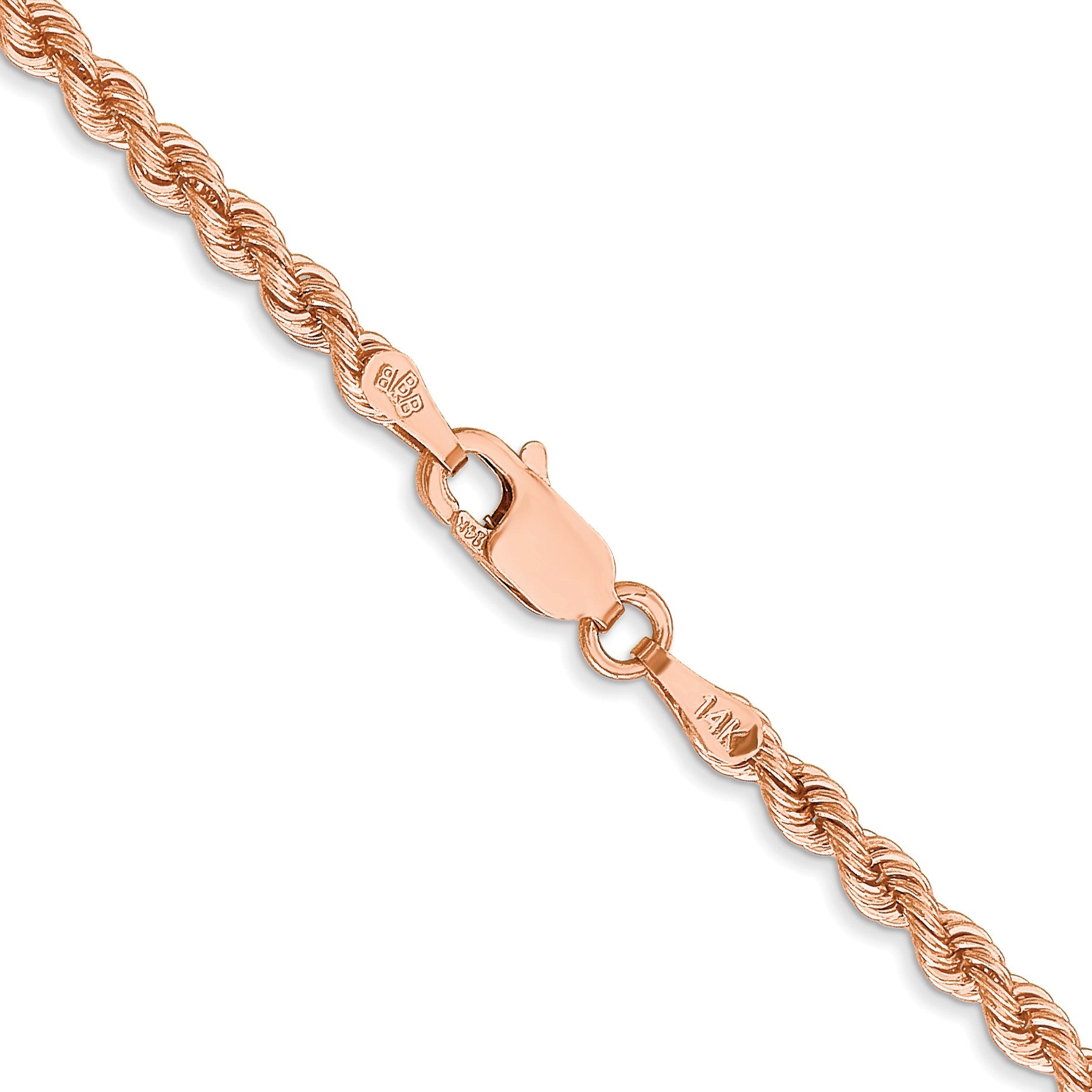 14k Rose Gold 2.75mm Diamond-cut Rope Chain