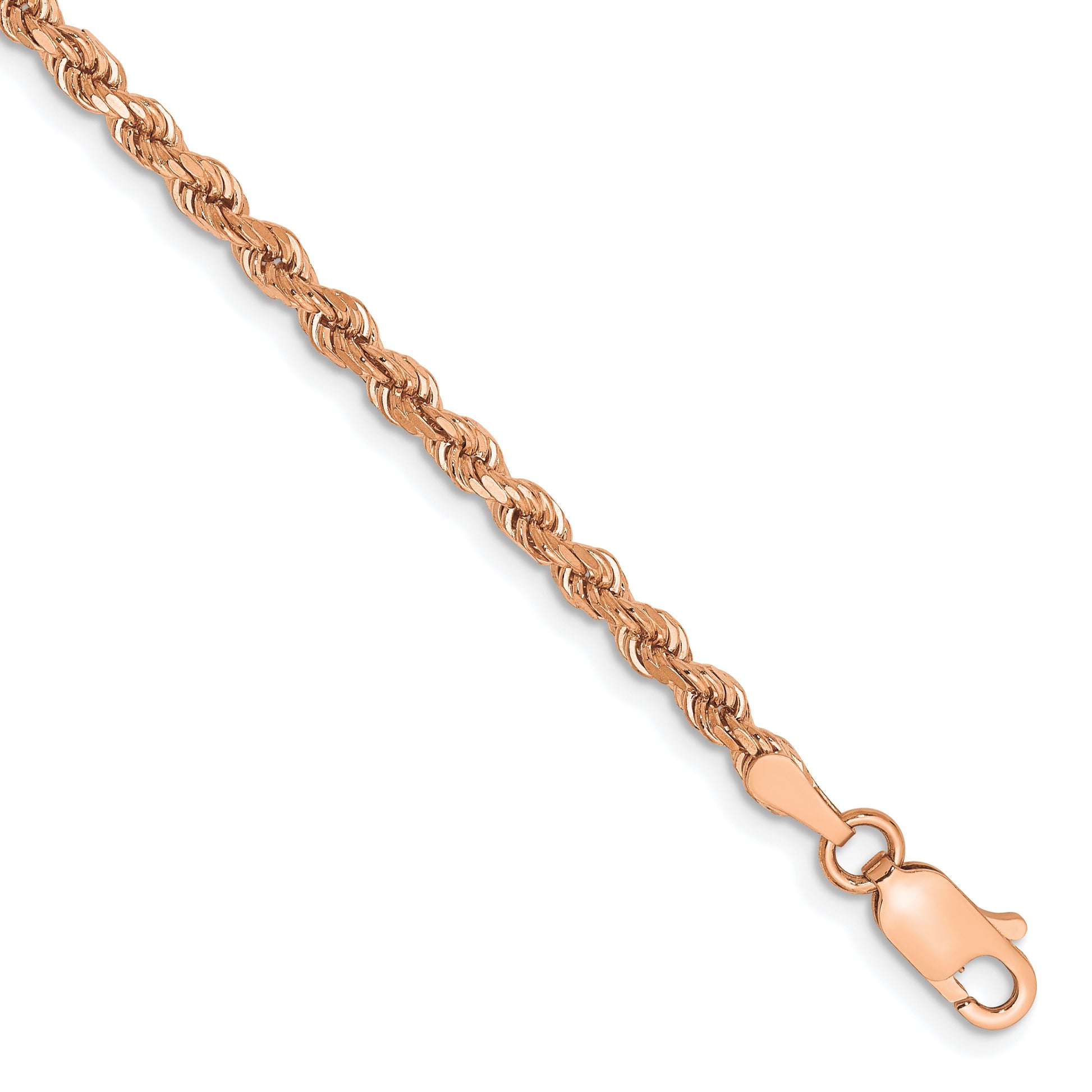 14k Rose Gold 2.75mm Diamond-cut Rope Chain