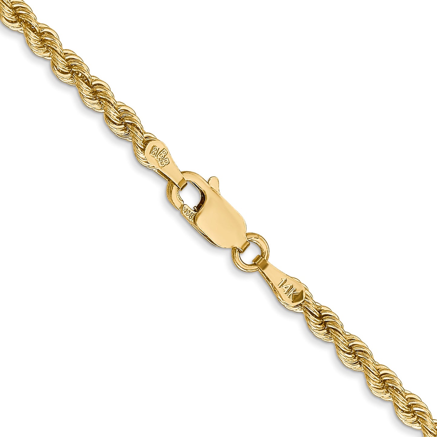 14K 24 inch 2.75mm Regular Rope with Lobster Clasp Chain