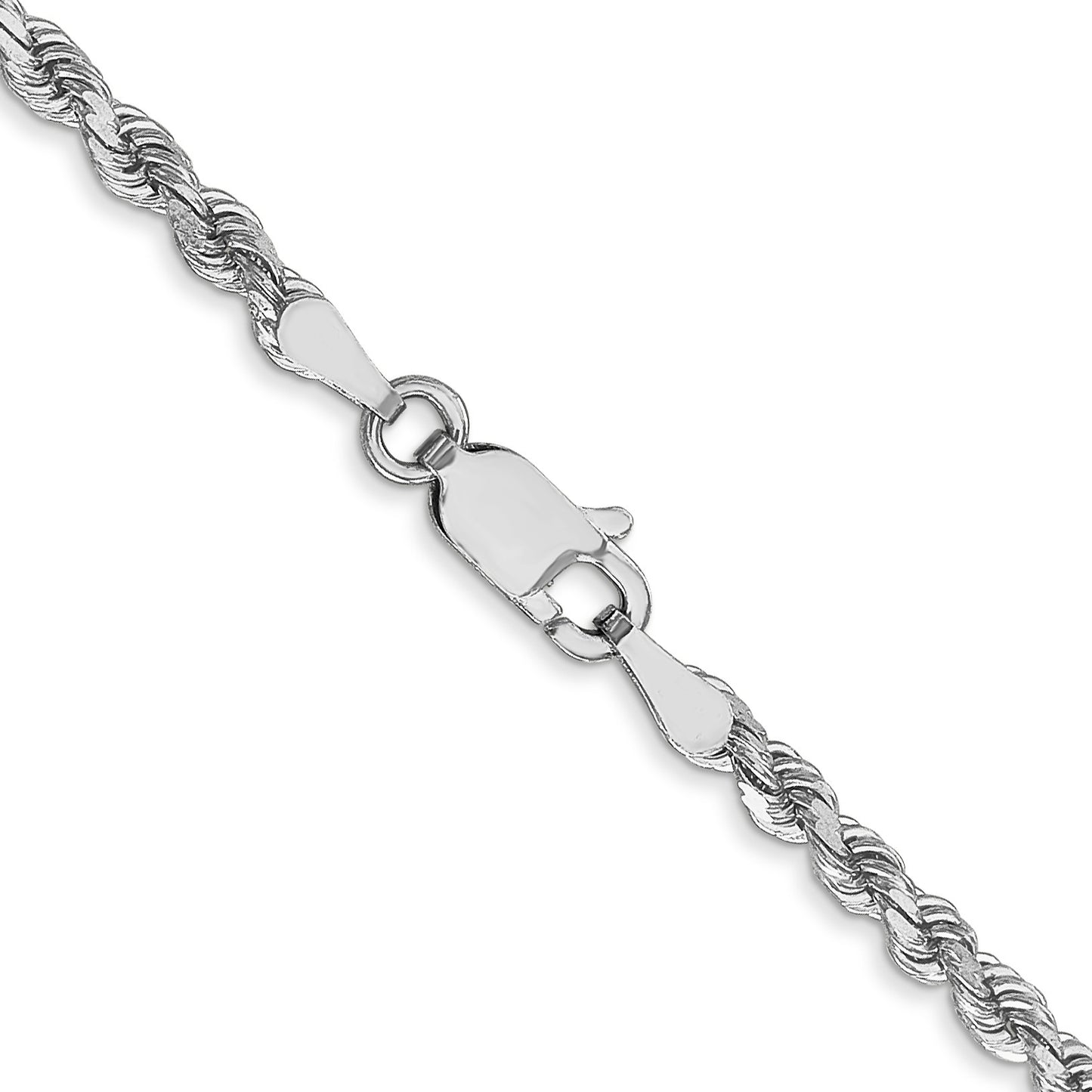 14K White Gold 20 inch 2.75mm Diamond-cut Rope with Lobster Clasp Chain