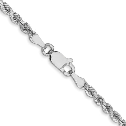 14K White Gold 20 inch 2.75mm Diamond-cut Rope with Lobster Clasp Chain