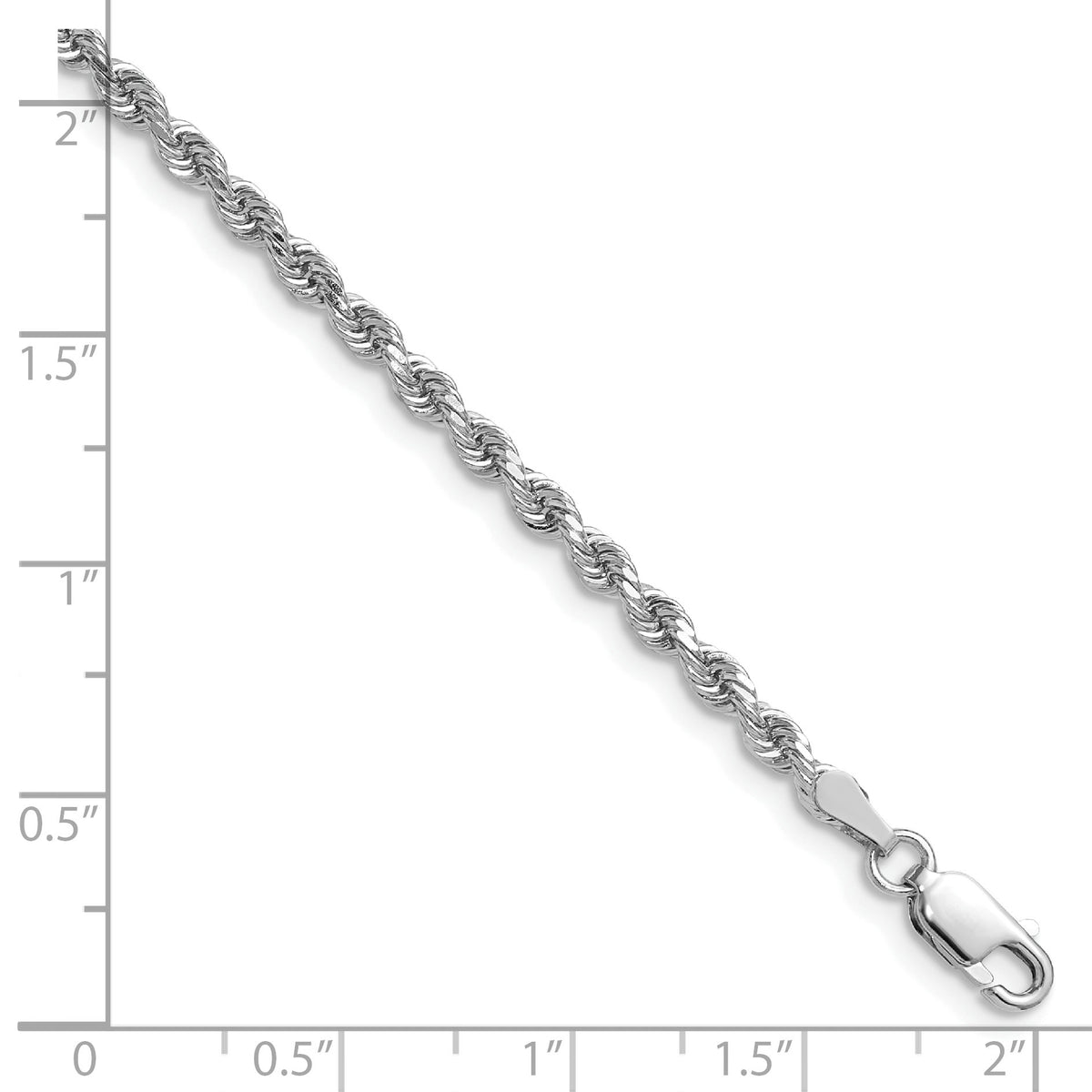 14K White Gold 28 inch 2.75mm Diamond-cut Rope with Lobster Clasp Chain