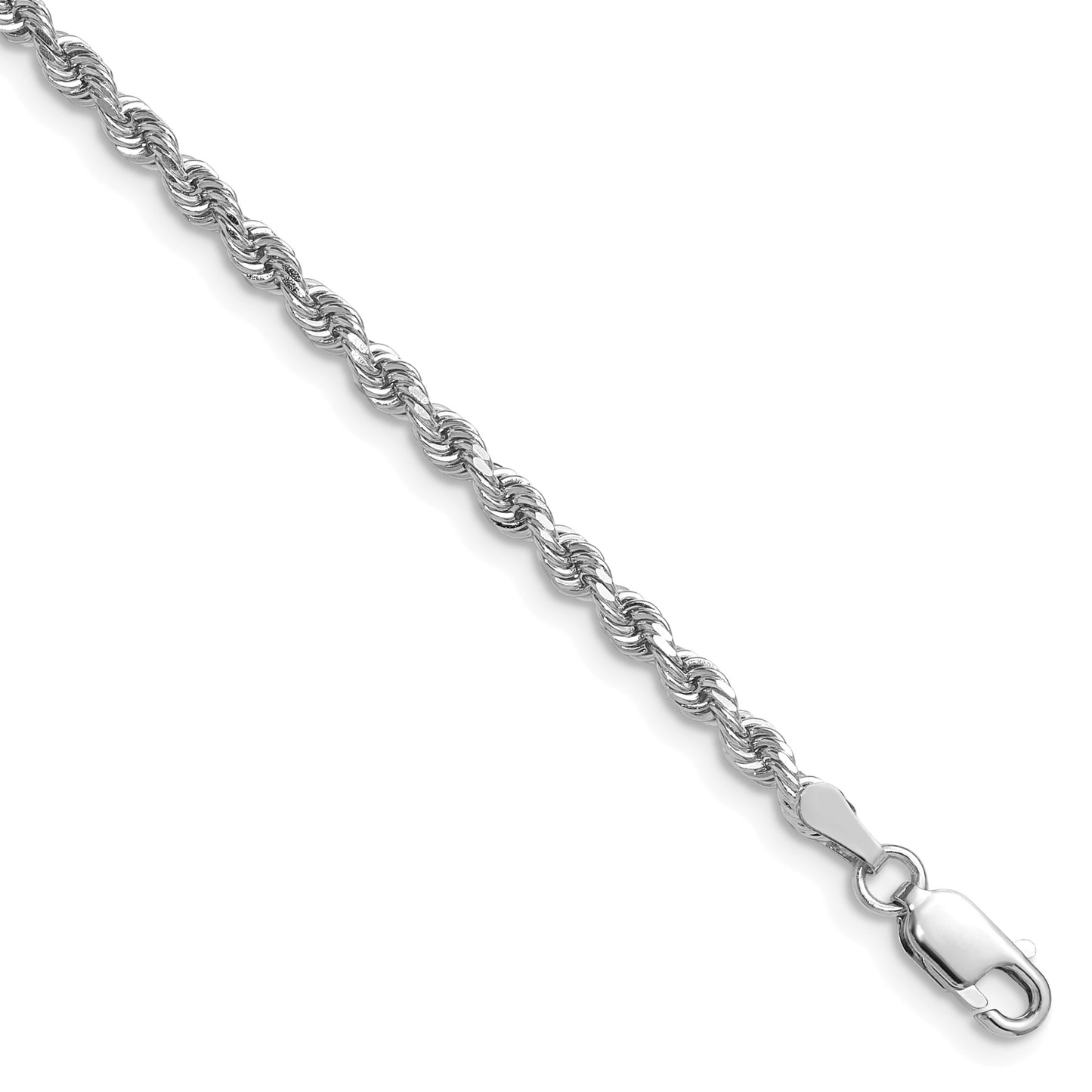14K White Gold 22 inch 2.75mm Diamond-cut Rope with Lobster Clasp Chain