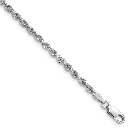 14K White Gold 22 inch 2.75mm Diamond-cut Rope with Lobster Clasp Chain