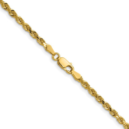 14K 16 inch 3mm Diamond-cut Rope with Lobster Clasp Chain