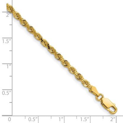 14K 26 inch 3mm Diamond-cut Rope with Lobster Clasp Chain