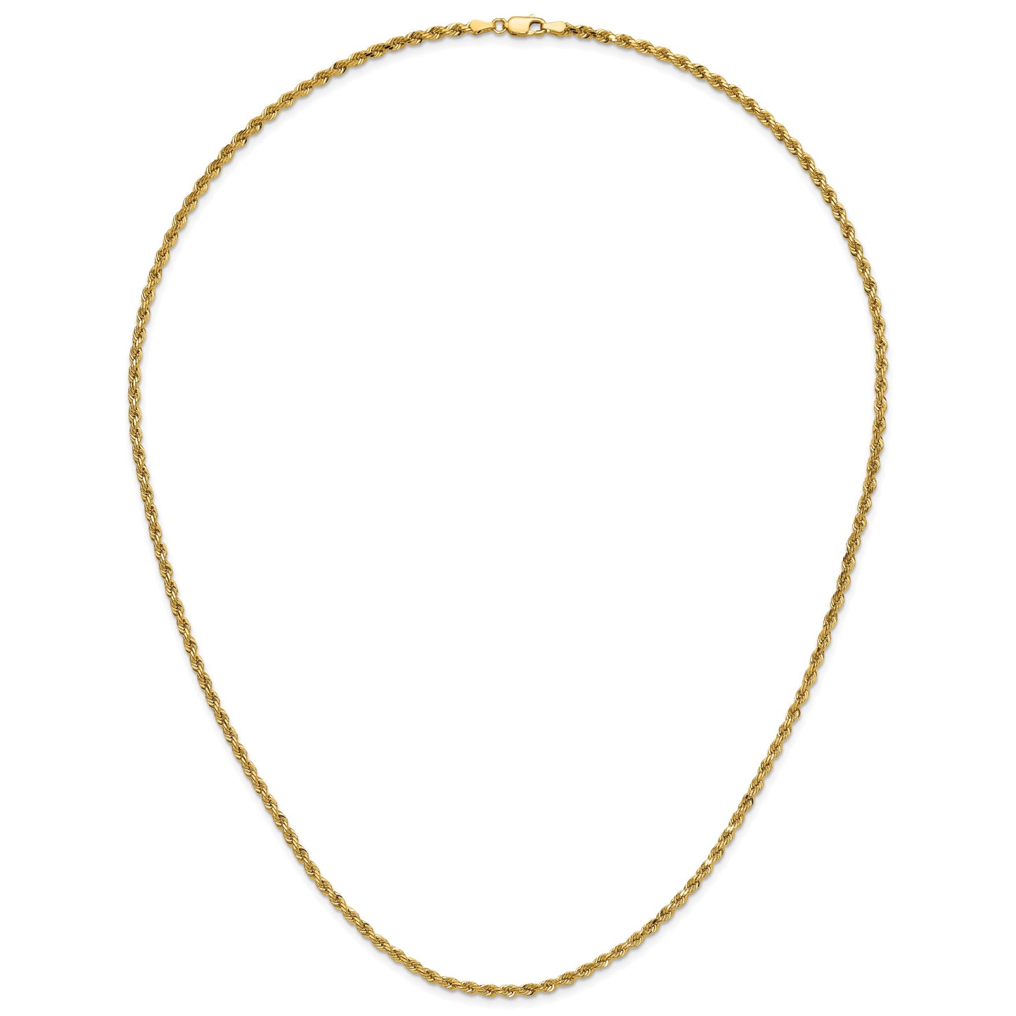 14K 24 inch 3mm Diamond-cut Rope with Lobster Clasp Chain