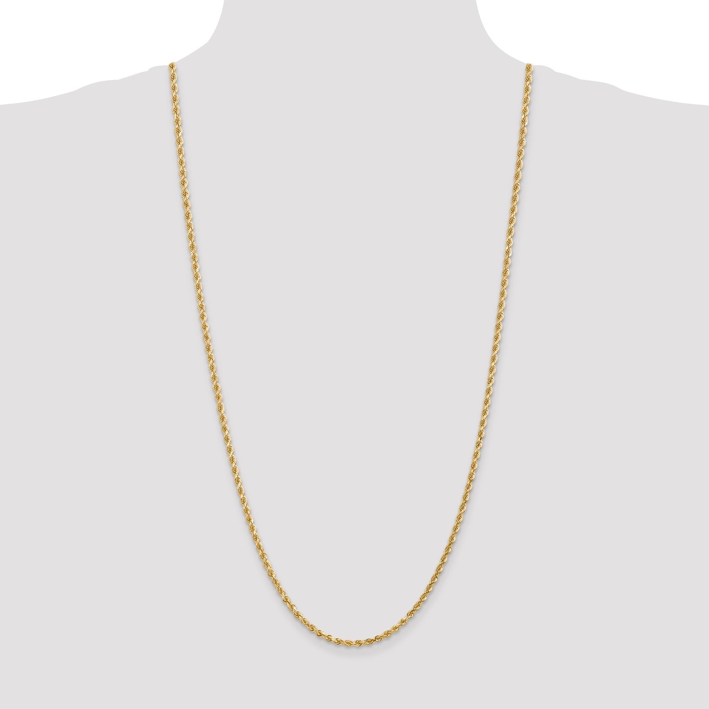 14K 30 inch 3mm Diamond-cut Rope with Lobster Clasp Chain
