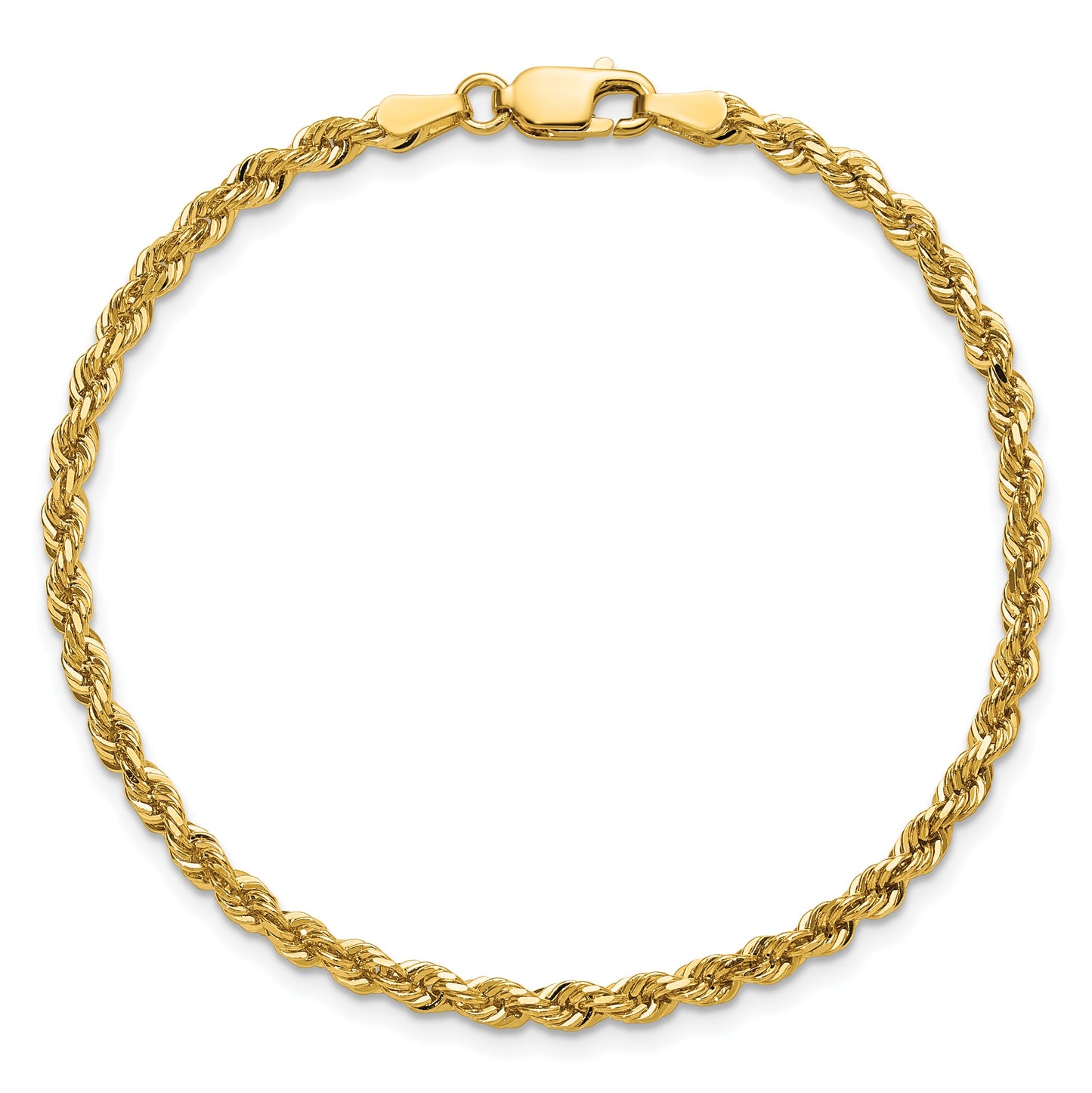 14K 9 inch 3mm Diamond-cut Rope with Lobster Clasp Chain