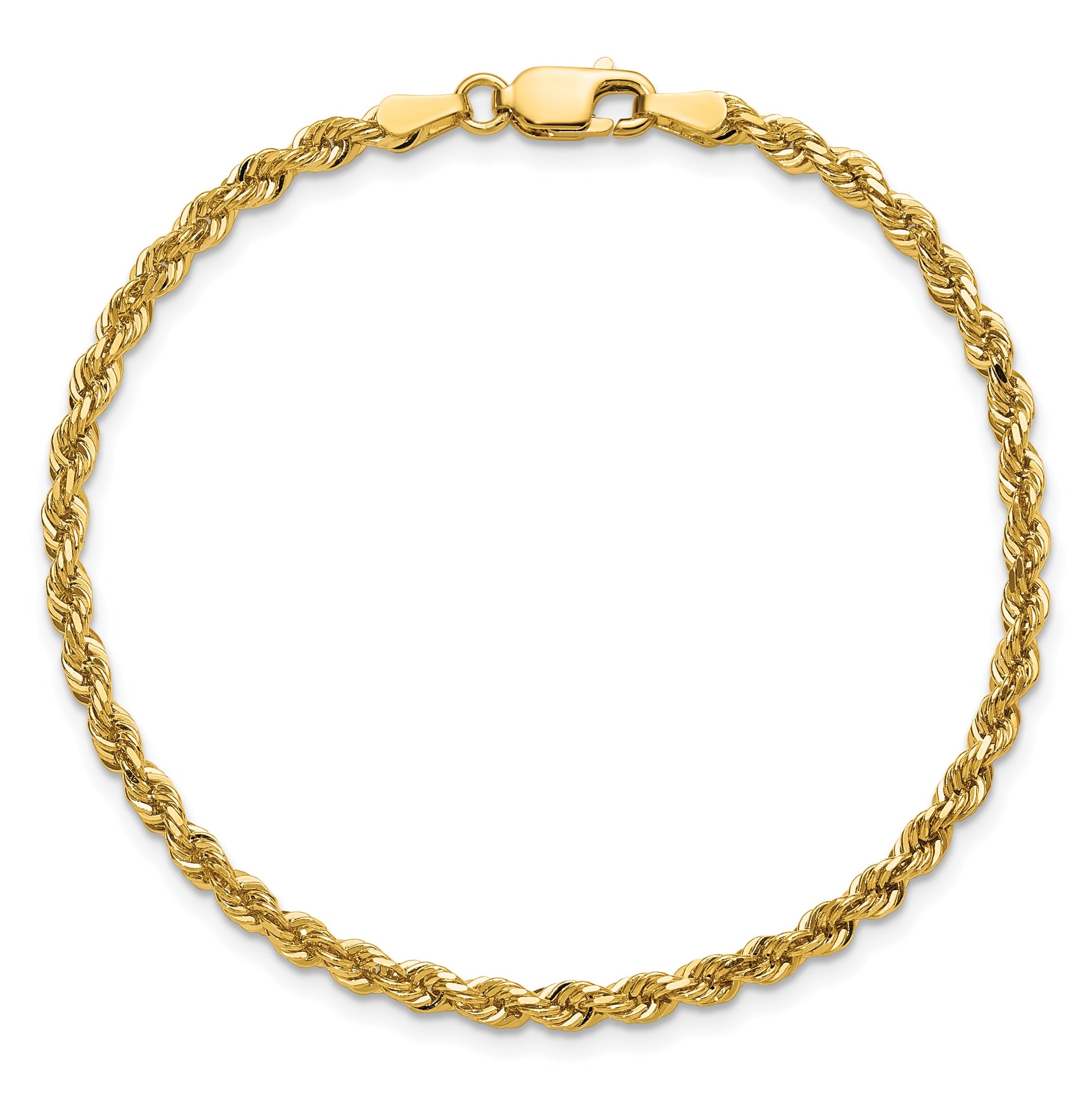 14K 9 inch 3mm Diamond-cut Rope with Lobster Clasp Chain
