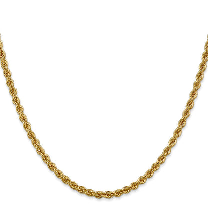 14K 18 inch 3mm Regular Rope with Lobster Clasp Chain