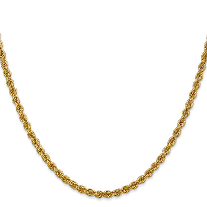 14K 28 inch 3mm Regular Rope with Lobster Clasp Chain