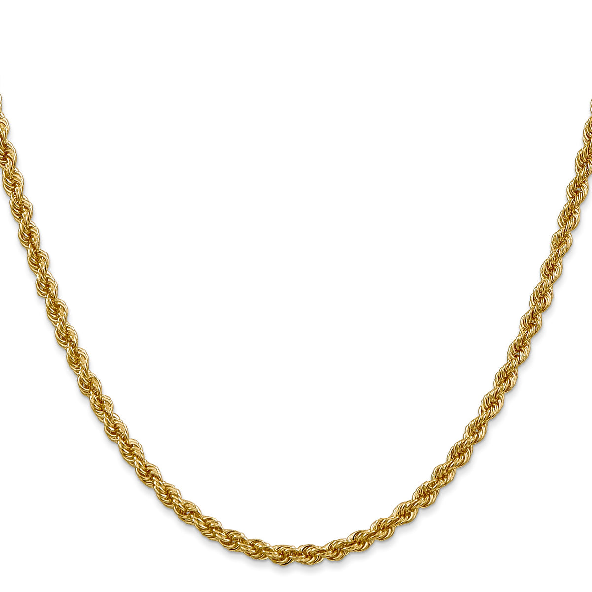14K 26 inch 3mm Regular Rope with Lobster Clasp Chain