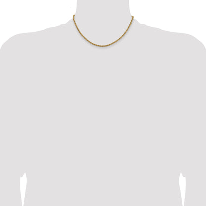 14K 16 inch 3mm Regular Rope with Lobster Clasp Chain