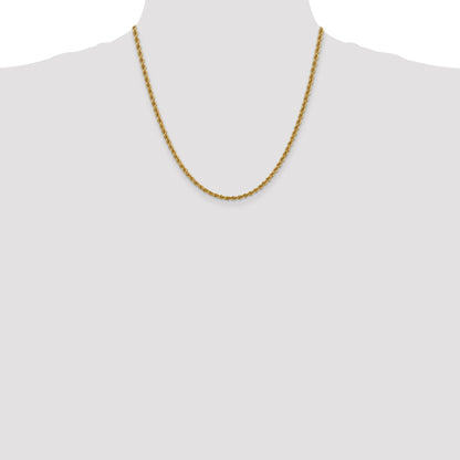 14K 20 inch 3mm Regular Rope with Lobster Clasp Chain