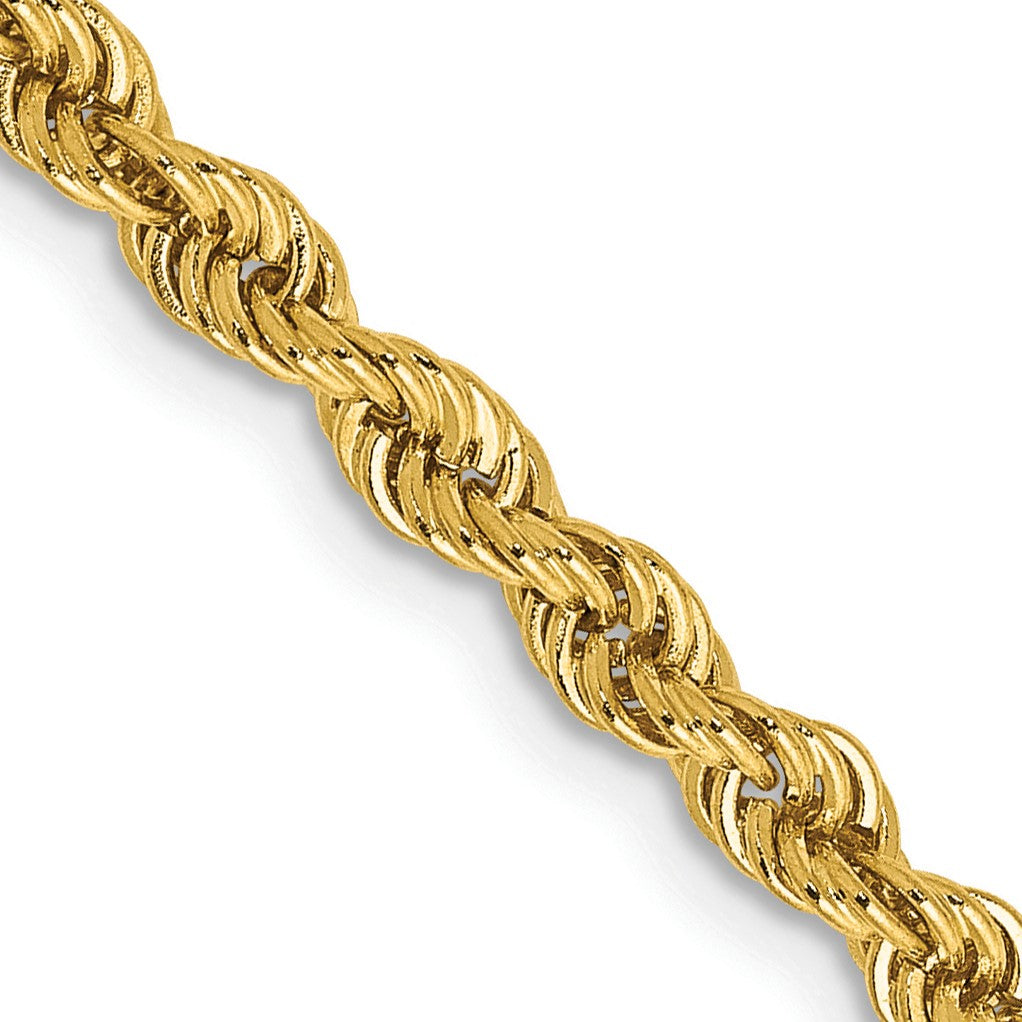 14K 30 inch 3mm Regular Rope with Lobster Clasp Chain