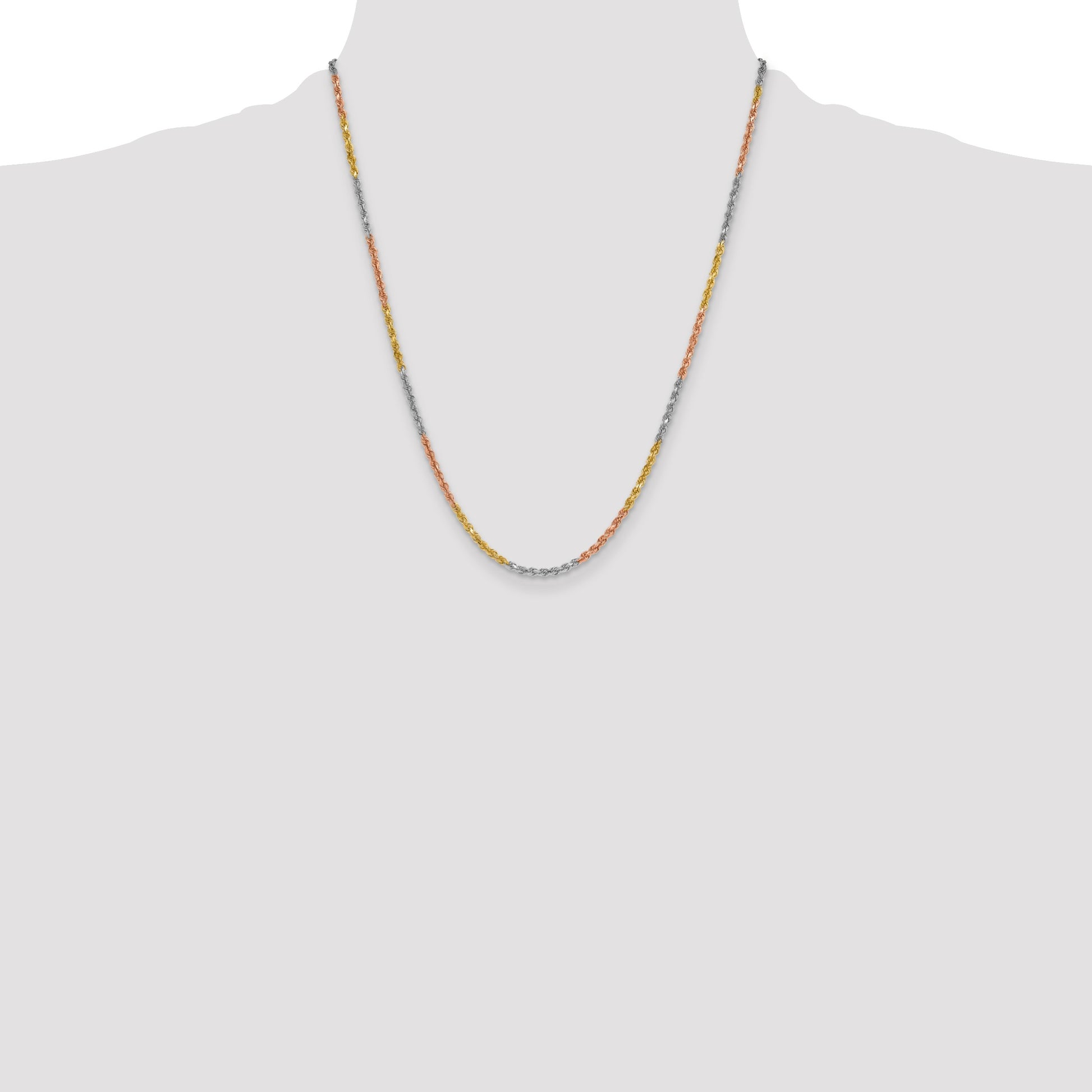 14k Tri-color 3.0mm Diamond-cut Rope Chain