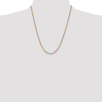 14k Tri-color 3.0mm Diamond-cut Rope Chain