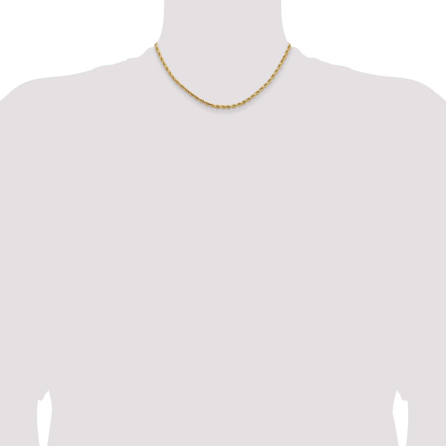 14K 16 inch 3.25mm Diamond-cut Rope with Lobster Clasp Chain