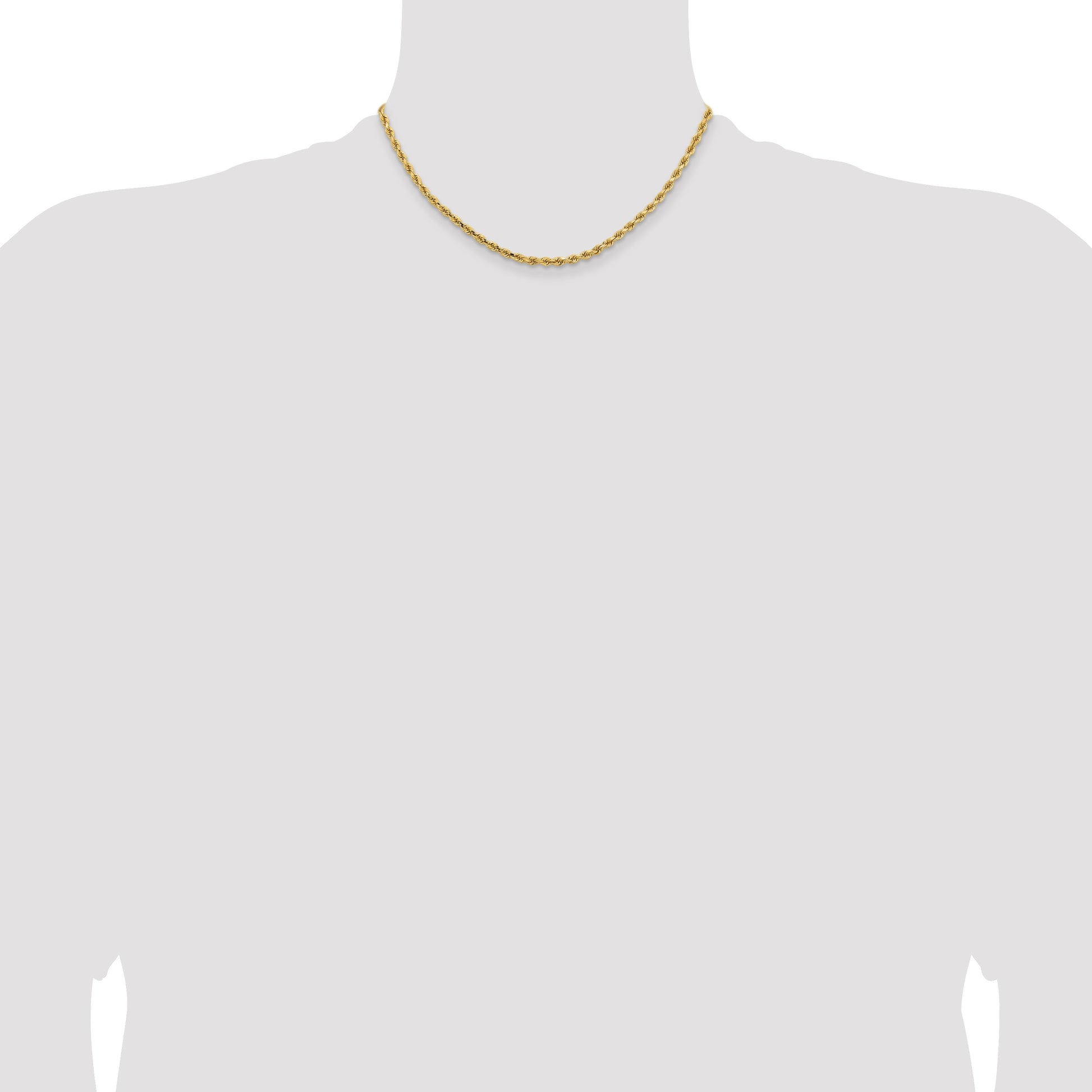 14K 16 inch 3.25mm Diamond-cut Rope with Lobster Clasp Chain