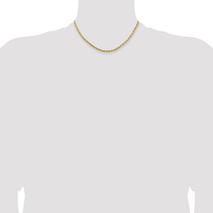 14K 16 inch 3.25mm Diamond-cut Rope with Lobster Clasp Chain