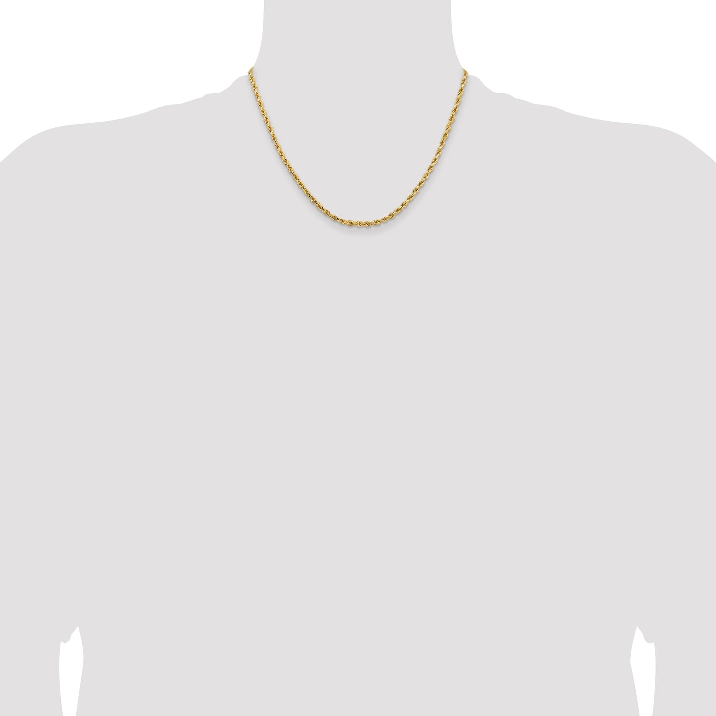 14K 18 inch 3.25mm Diamond-cut Rope with Lobster Clasp Chain
