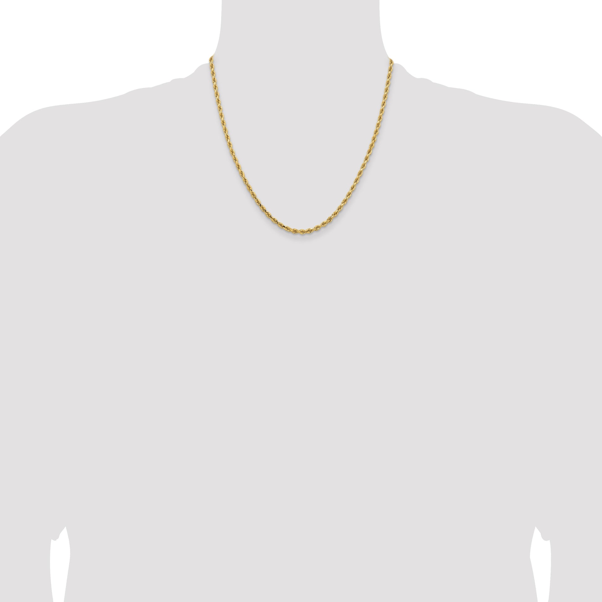 14K 20 inch 3.25mm Diamond-cut Rope with Lobster Clasp Chain