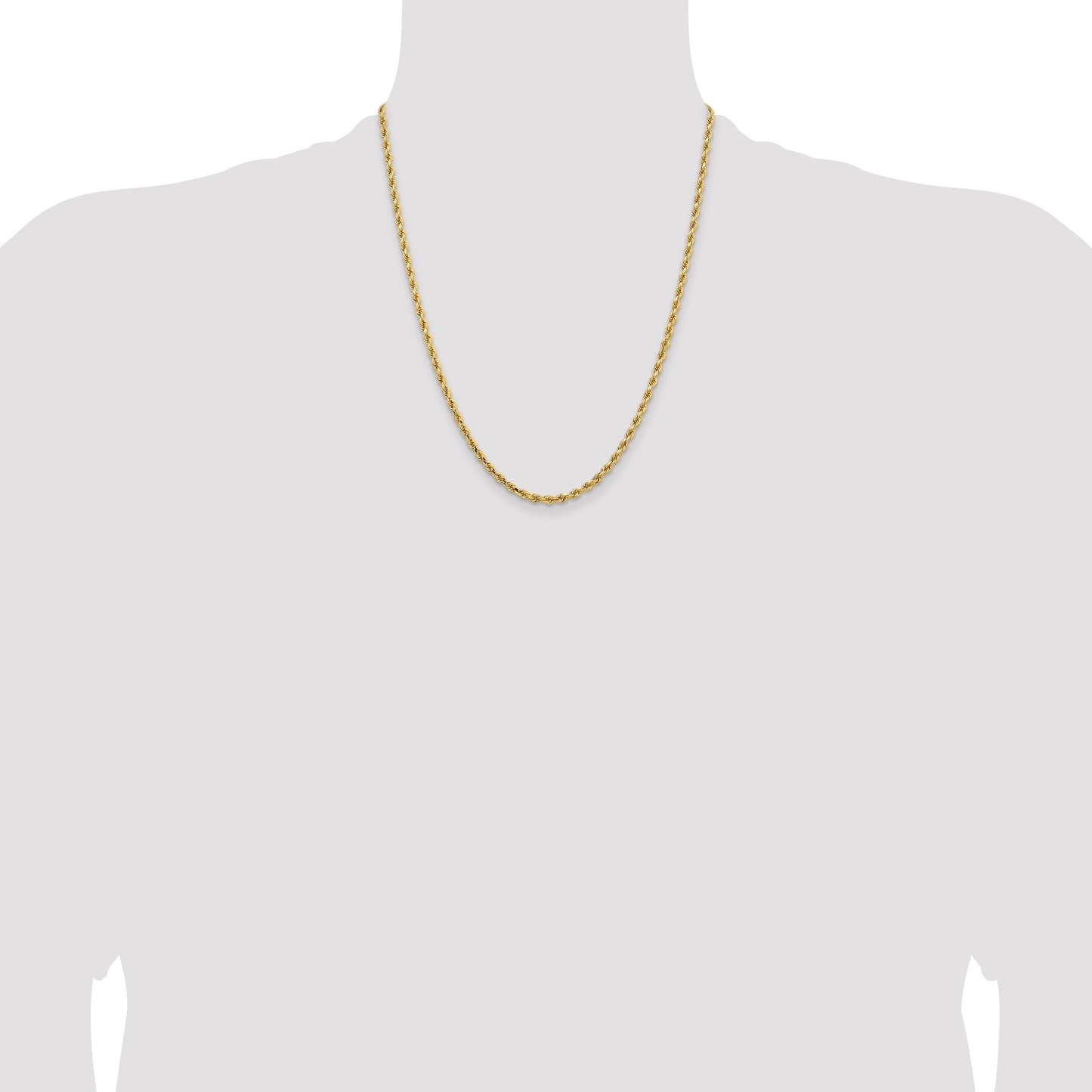 14K 22 inch 3.25mm Diamond-cut Rope with Lobster Clasp Chain