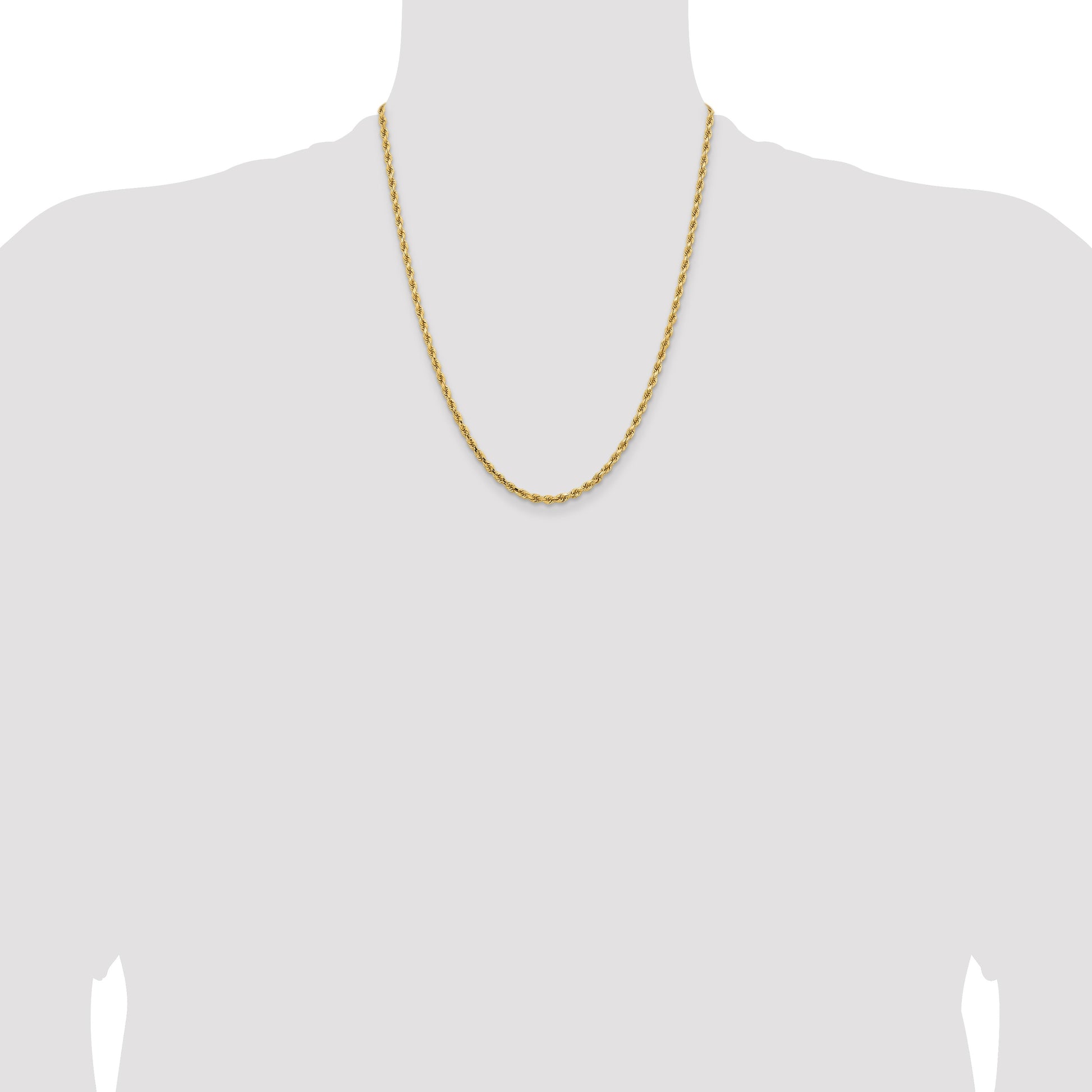 14K 22 inch 3.25mm Diamond-cut Rope with Lobster Clasp Chain