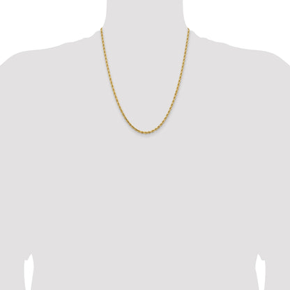 14K 22 inch 3.25mm Diamond-cut Rope with Lobster Clasp Chain
