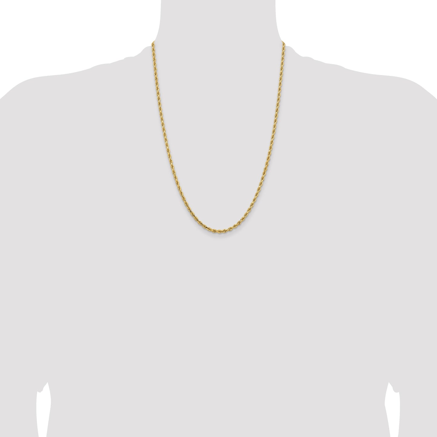 14K 24 inch 3.25mm Diamond-cut Rope with Lobster Clasp Chain