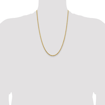 14K 24 inch 3.25mm Diamond-cut Rope with Lobster Clasp Chain