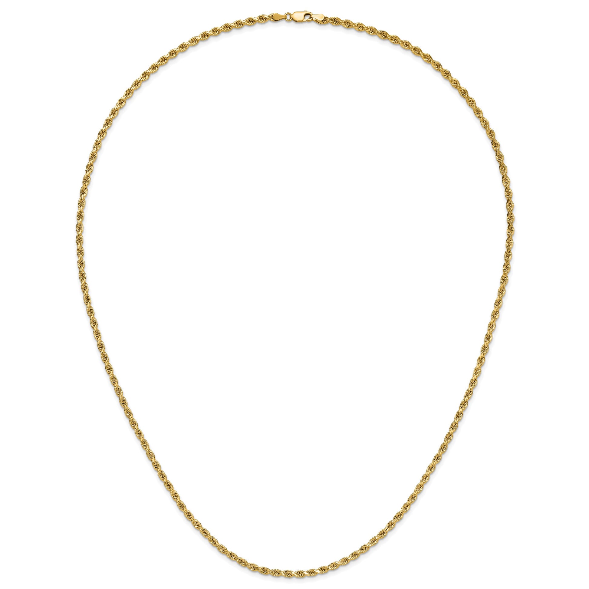 14K 26 inch 3.25mm Diamond-cut Rope with Lobster Clasp Chain