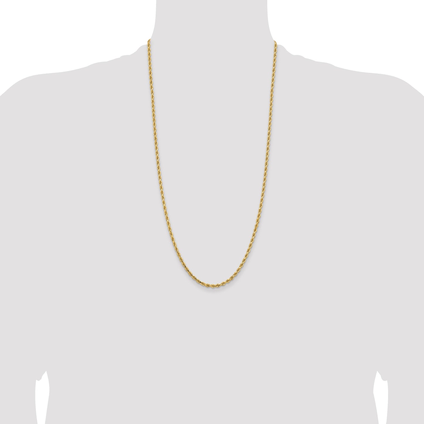 14K 28 inch 3.25mm Diamond-cut Rope with Lobster Clasp Chain