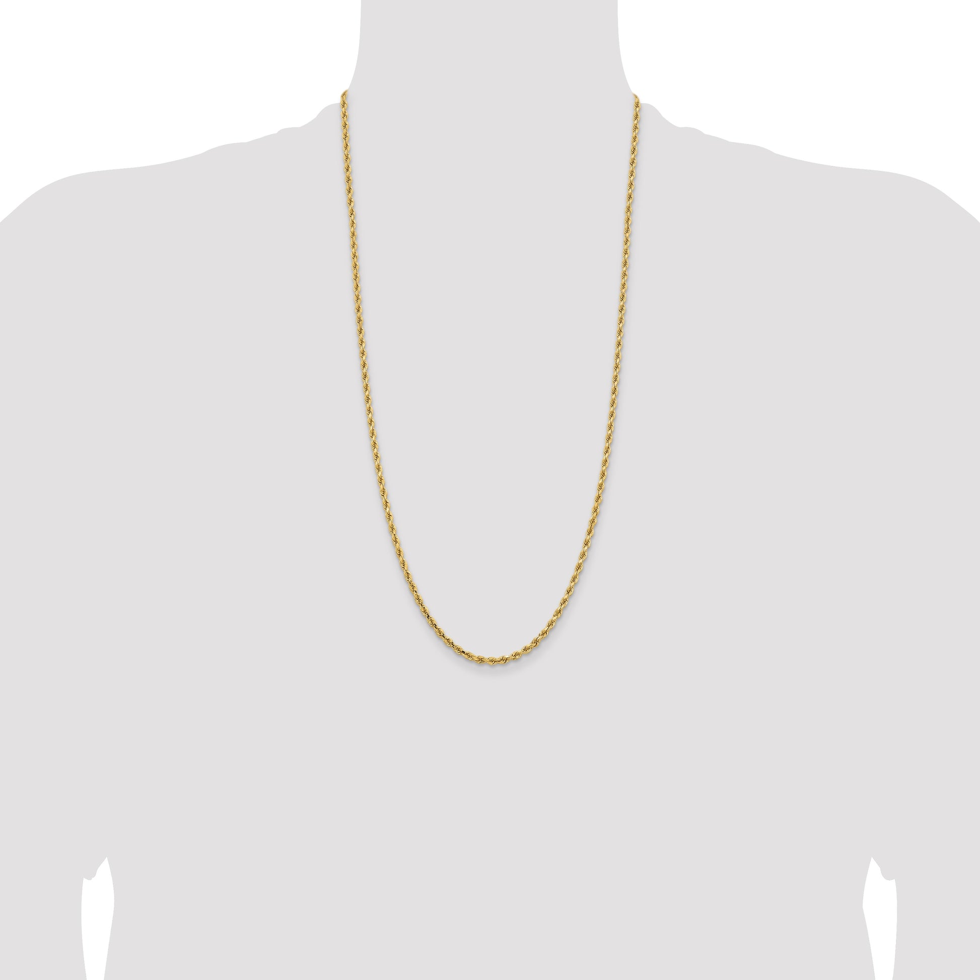 14K 28 inch 3.25mm Diamond-cut Rope with Lobster Clasp Chain