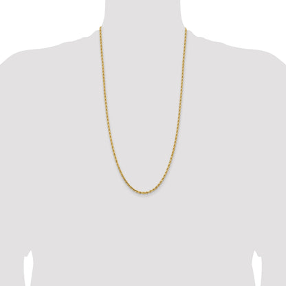 14K 28 inch 3.25mm Diamond-cut Rope with Lobster Clasp Chain